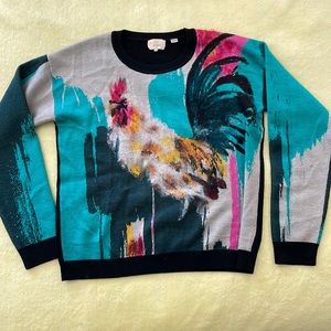 Anthropologie - Sweater with Rooster Design by Lauren C Walcott